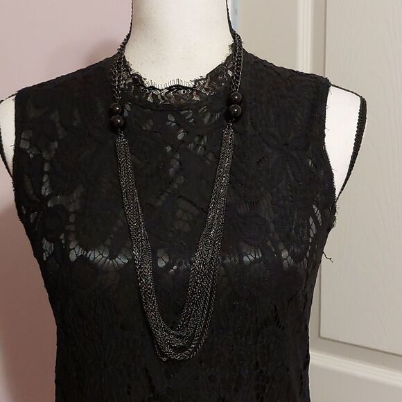 Talbots Jewelry - Talbots Black Multistrand with Black Glass Beads Statement Necklace